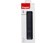 Разклонители Legrand PRE, шуко, 4X2P+E, въртящ се, 1,5м. кабел, черно/сиво