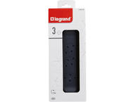Разклонители Legrand PRE, шуко, 3X2P+E, въртящ се, 1,5м. кабел, черно/сиво