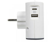 Зарядни устройства Legrand COR, 2P 6A, 2 странични гнезда, USB A+C, бяло/сиво