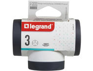 Разклонители Legrand PRE, шуко, 2P+E, 16A, 3 странични гнезда, въртящ се, бяло/сиво