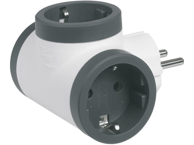 Разклонители Legrand PRE, шуко, 2P+E, 16A, 3 странични гнезда, бяло/сиво