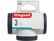 Разклонители Legrand PRE, шуко, 2P+E, 16A, 3 странични гнезда, бяло/сиво
