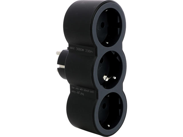 Разклонители Legrand STD, шуко, 2P+E, 16A, 3 фронтални гнезда, черно/сиво