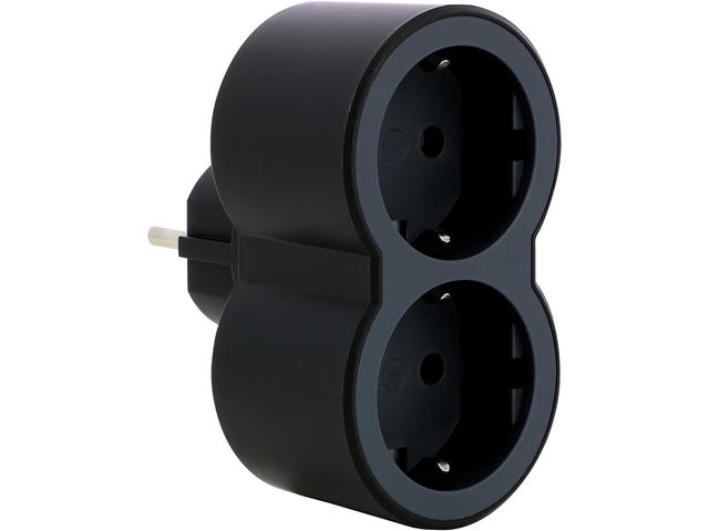 Разклонители Legrand STD, шуко, 2P+E, 16A, 2 фронтални гнезда, черно/сиво