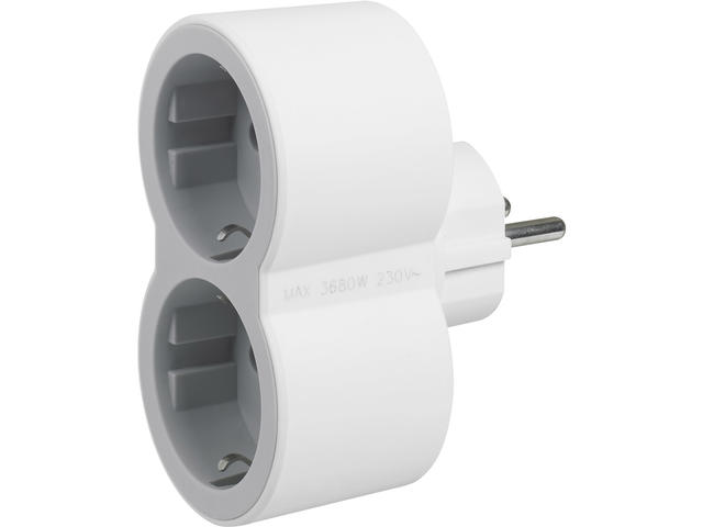 Разклонители Legrand STD, шуко, 2P+E, 16A, 2 фронтални гнезда, бяло/сиво