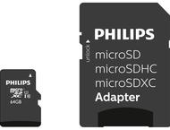 Карти памет Philips microSDHC card 64GB Class 10 с SD адаптер