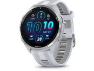 Смарт часовници Garmin Forerunner 965 Titanium безел/Whitestone корпус/Whitestone/Powder Grey силиконова каишка