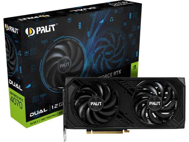 Видео карти PALIT GeForce RTX 4070 Dual 12GB GDDR6X