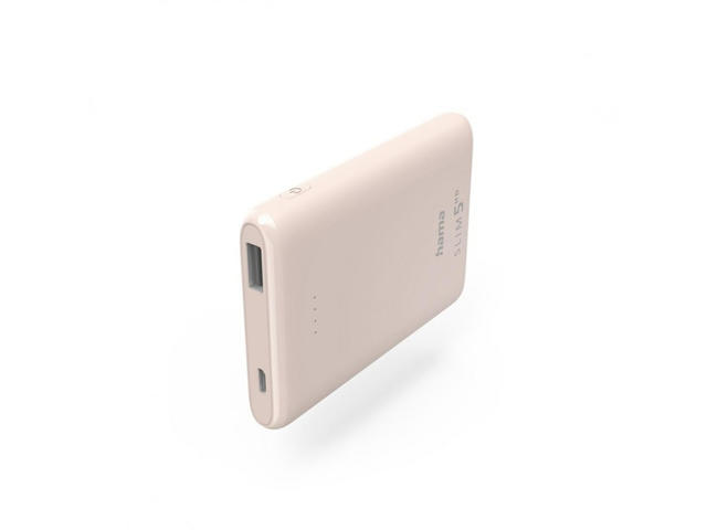 Външни батерии Hama "SLIM 5HD" Power Pack, 5000m Ah, в розово