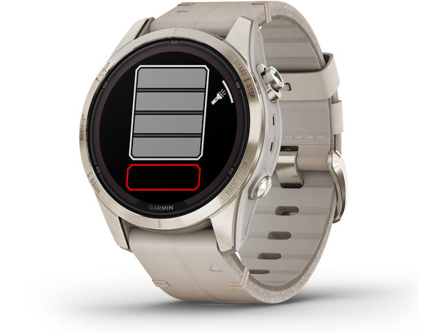 Смарт часовници Garmin fenix 7S Pro Sapphire Solar Edition - Soft Gold с Limestone кожена каишка