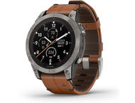 Смарт часовници Garmin fenix 7 Pro Sapphire Solar Edition - Titanium с Chestnut кожена каишка