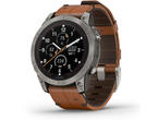 Смарт часовници Garmin fenix 7 Pro Sapphire Solar Edition - Titanium с Chestnut кожена каишка