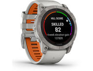 Смарт часовници Garmin fenix 7X Pro Sapphire Solar Edition - Titanium с Fog Gray/Ember Orange каишка