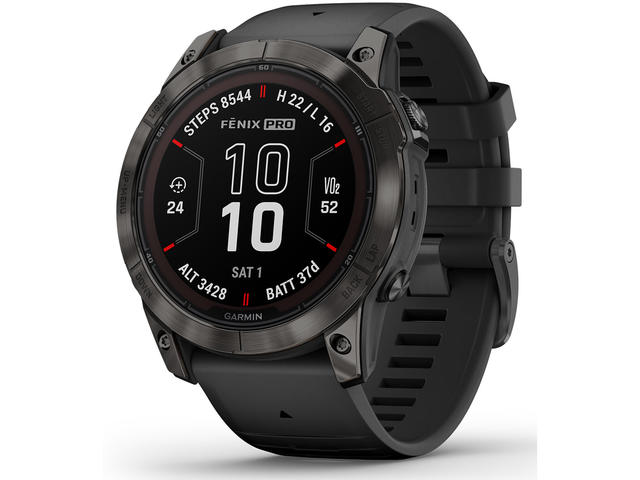 Смарт часовници Garmin fenix 7X Pro Sapphire Solar Edition - Carbon Grey DLC Titanium с Black каишка