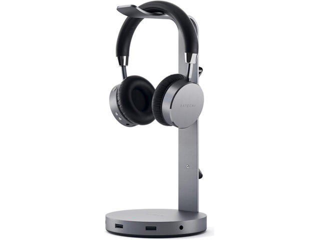 Стойки за слушалки Satechi Aluminum Headphone Stand Hub - Space Grey
