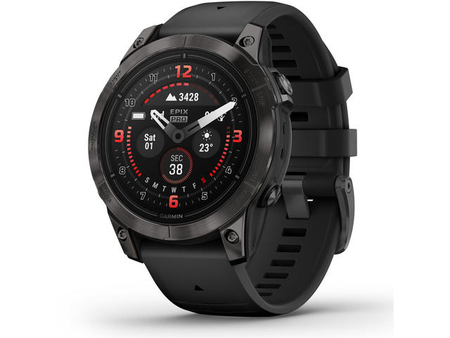 Смарт часовници Garmin Epix Pro (Gen 2) Sapphire Edition 47 мм Carbon Grey DLC Titanium с Black каишка