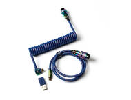 Кабели за клавиатури Keychron Colorful Premium Coiled Cable, USB-C - USB-C, Rainbow Blue