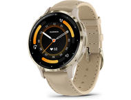 Смарт часовници Garmin Venu 3S Soft Gold безел с French Grey корпус и кожена каишка