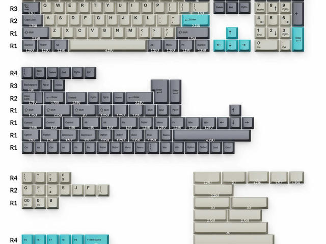 Капачки за клавиатури Keychron Cherry Profile Double - Shot PBT Full Set 219 Keycaps - Dolch Blue