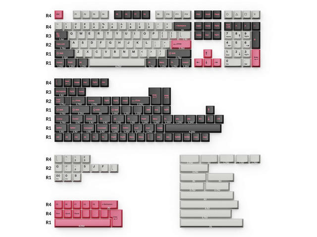 Капачки за клавиатури Keychron Cherry Profile Double - Shot PBT Full Set 219 Keycaps - Dolch Pink
