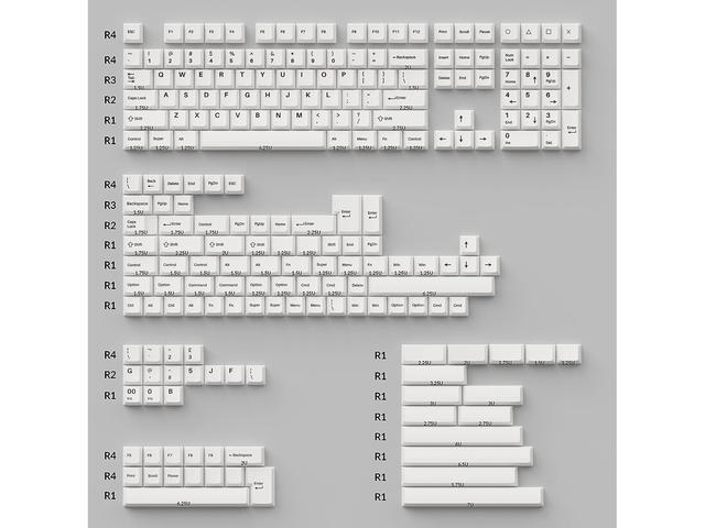 Капачки за клавиатури Keychron Cherry Profile Double - Shot PBT Full Set 219 Keycaps - Black on White