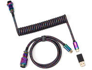 Кабели за клавиатури Keychron Premium Aviator Straight USB-C - USB-C, Rainbow Plated Black
