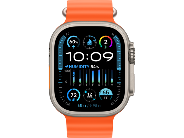Смарт часовници Apple Watch Ultra2 Cellular, 49mm Titanium Case w Orange Ocean Band