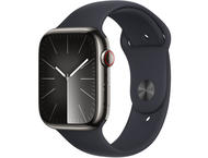 Смарт часовници Apple Watch S9 Cellular 45mm Graphite Stainless Steel Case w Midnight Sport Band - S/M