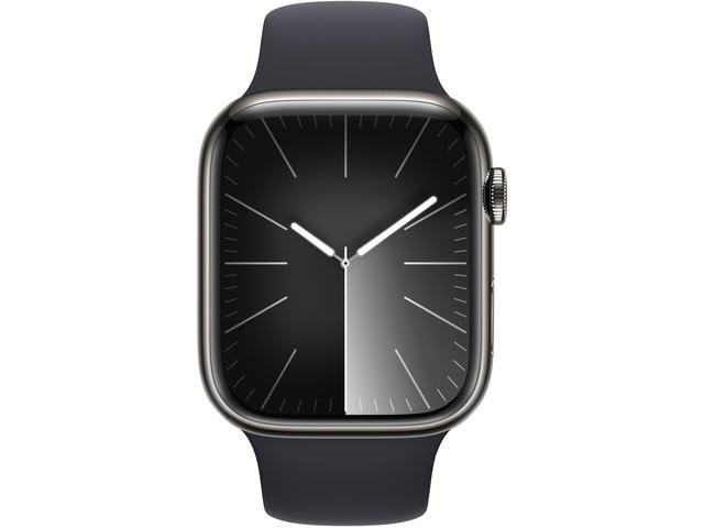 Смарт часовници Apple Watch S9 Cellular 45mm Graphite Stainless Steel Case w Midnight Sport Band - S/M