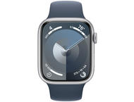 Смарт часовници Apple Watch S9 Cellular 41mm Silver Alu Case w Storm Blue Sport Band - S/M