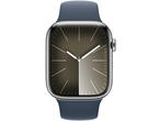 Смарт часовници Apple Watch S9 Cellular 45mm Silver Stainless Steel Case w Storm Blue Sport Band - M/L
