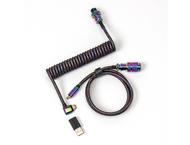 Кабели за клавиатури Keychron Colorful Premium Coiled Cable, USB-C - USB-C, Rainbow Plated Black