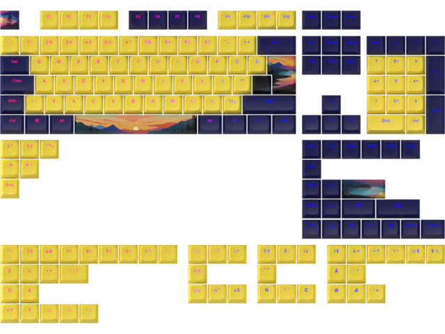 Капачки за клавиатури Dark Project - Sunset PBT - ANSI & ISO