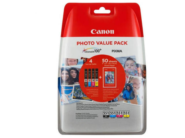 Консумативи Canon CLI-551 CMYB MultiPack + PP-501 Photo Paper