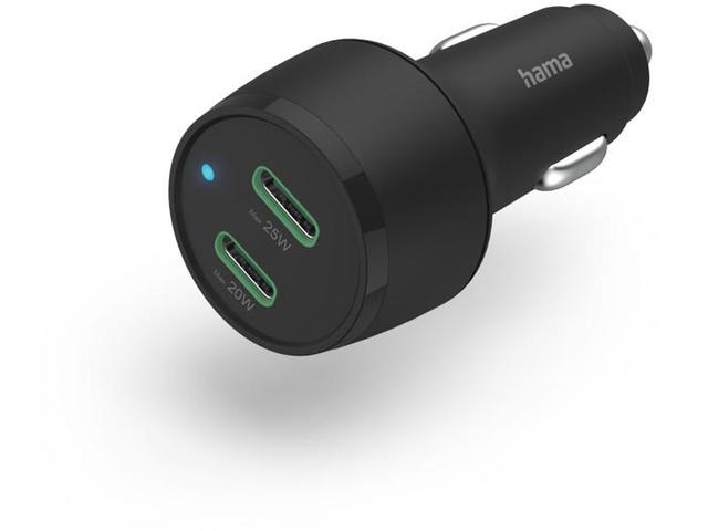Зарядни устройства Hama бързо зарядно за кола, 2x USB-C Qualcomm®, 45 W, черно