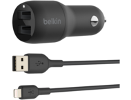 Зарядни устройства Belkin BOOST CHARGE Car Charger Dual USB-A 24W + USB-A to USB-C Cable - Black