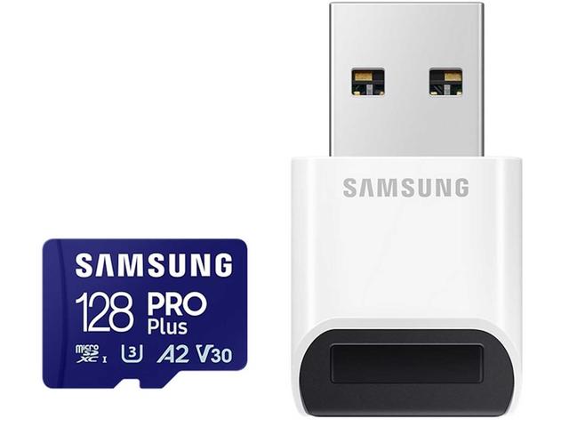 Карти памет 128GB Samsung PRO Plus microSD Card (2023) с USB четец