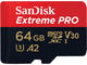 Карти памет 64GB microSDHC SanDisk Extreme Pro UHS-I V30 Adapter