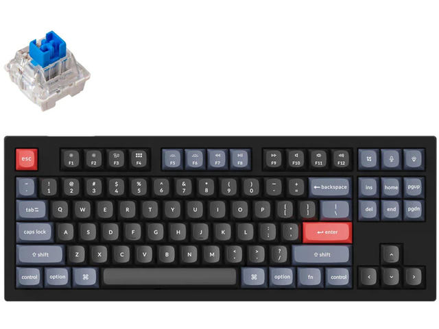 Клавиатури Keychron V3 QMK TKL, Carbon Black, Keychron K Pro Blue Switch