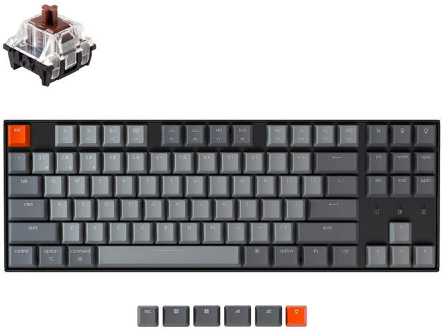 Клавиатури Keychron K8 TKL, Hot-Swappable Gateron Optical Brown Switch RGB Backlight
