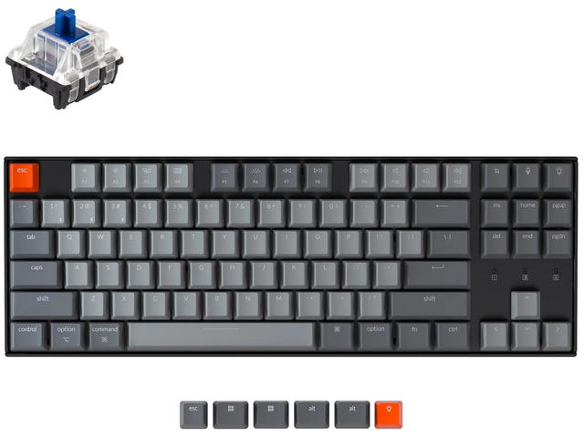 Клавиатури Keychron K8 TKL, Hot-Swappable Gateron Optical Blue Switch RGB Backlight