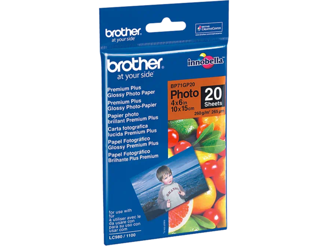 Хартия Brother BP71GP20 Premium Plus Glossy Photo Paper, 10 x 15 см