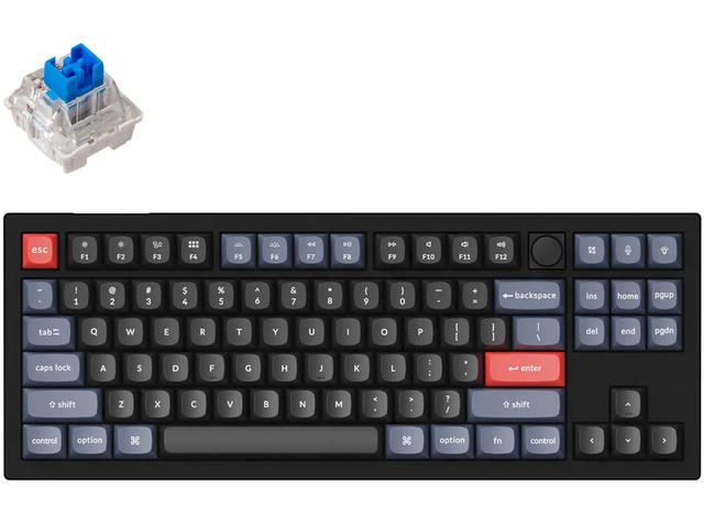 Клавиатури Keychron V3 TKL Knob QMK Carbon Black, Keychron K Pro Blue Switch, RGB Backlight