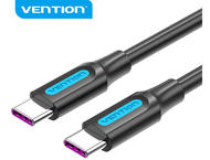 Кабели и Адаптери Vention кабел USB 2.0 Type-C to Type-C - 0.5M Black 5A Fast Charge - COTBD