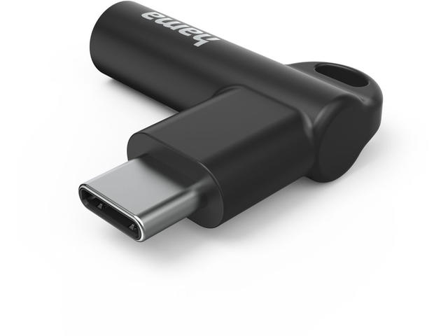 Кабели и Адаптери Hama Aux USB-C - 3,5 мм жак, ъглов щепсел 90°, черен