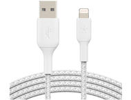 Кабели и Адаптери Belkin BoostCharge оплетен Lightning към USB-A кабел, 1 метър, бял