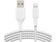 Кабели и Адаптери Belkin BoostCharge оплетен Lightning към USB-A кабел, 1 метър, бял
