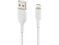 Кабели и Адаптери Belkin BoostCharge оплетен Lightning към USB-A кабел, 1 метър, бял
