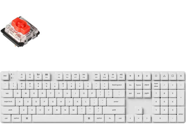 Клавиатури Keychron K5 Pro White QMK/VIA Full-Size Low-Profile Gateron Red Switch, White Backlight