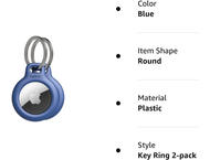 Тракери Belkin Secure Holder w Keyring - Airtag - 2 Pack - Blue
